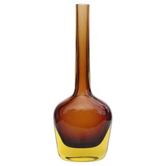 Seguso Vetri d'Arte Poli Murano Sommerso Yellow Topaz Italian Art Glass Vase
