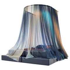 Zeitgenössisches Bett, blau lackiert, Melina Melina von Laurids Gallée & Justin Morin