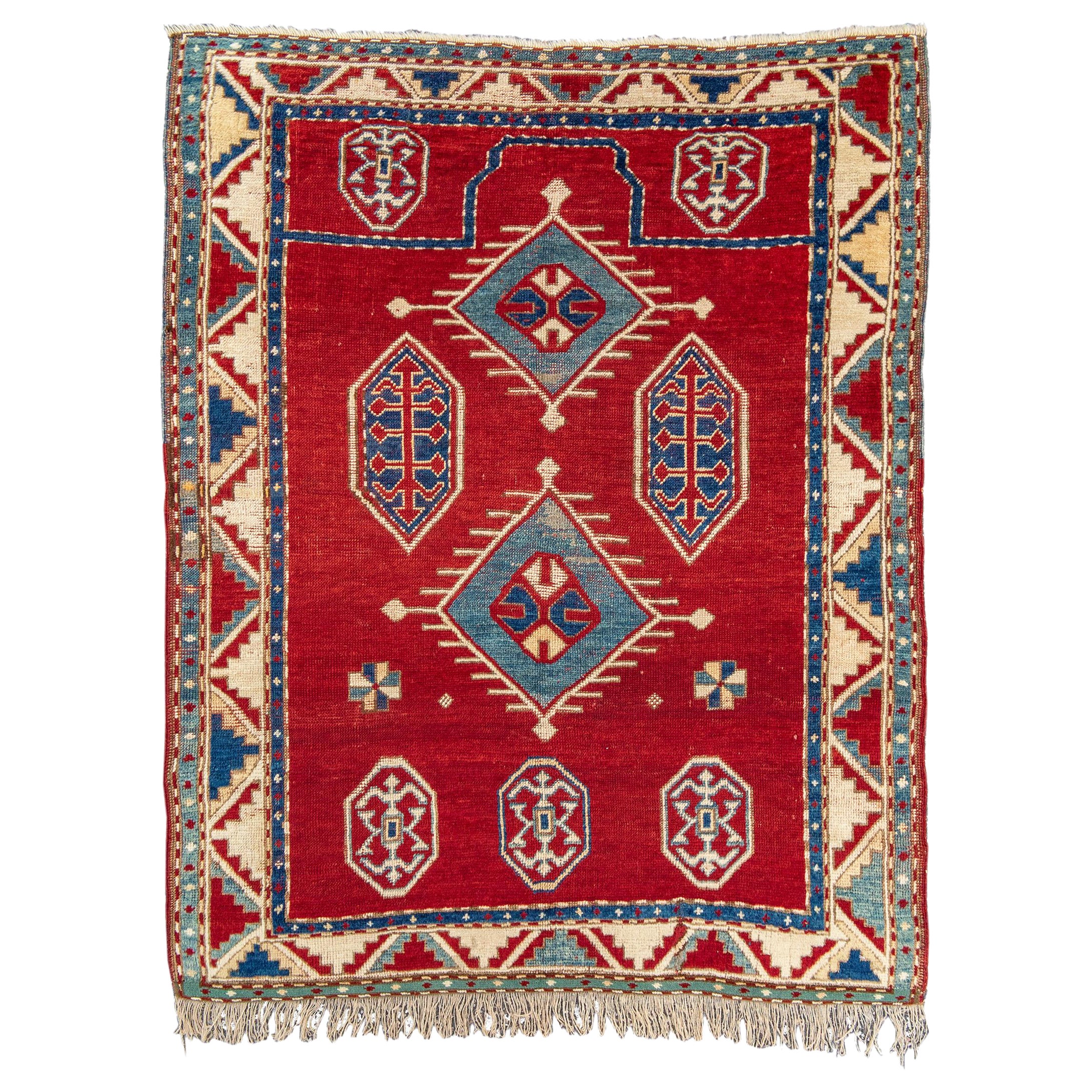 Antique Kazak Prayer Rug, 19th Century