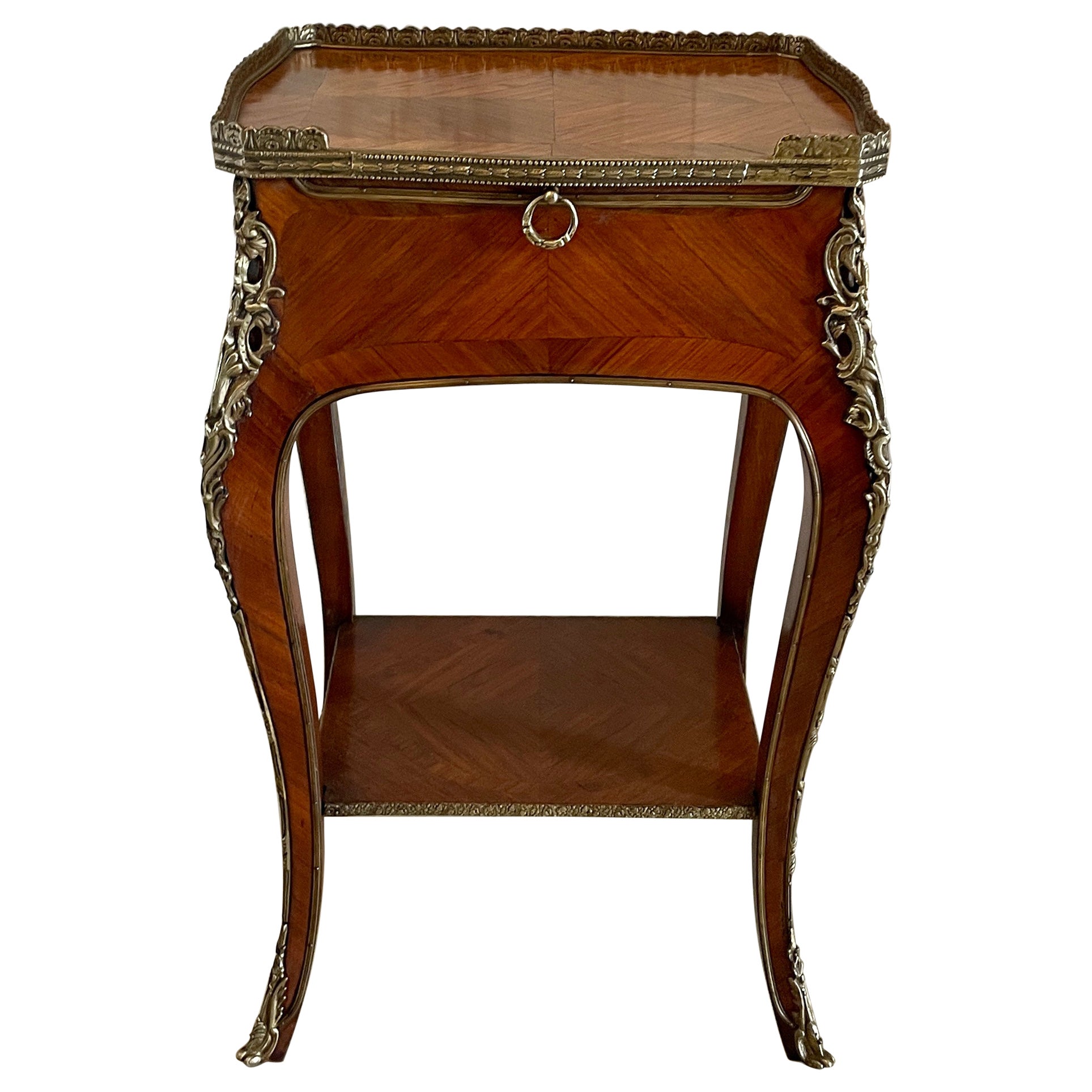 Fine Quality Antique Freestanding French Kingwood and Ormolu Mounted Lamp Table For Sale