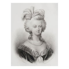Original Antique Print, Portrait of Marie Antoinette, Dated, 1836