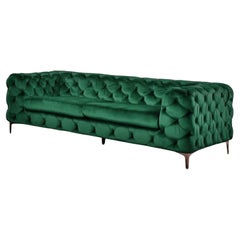 Chester-Sofa mit 3 Etagen, grüner Samt, neu