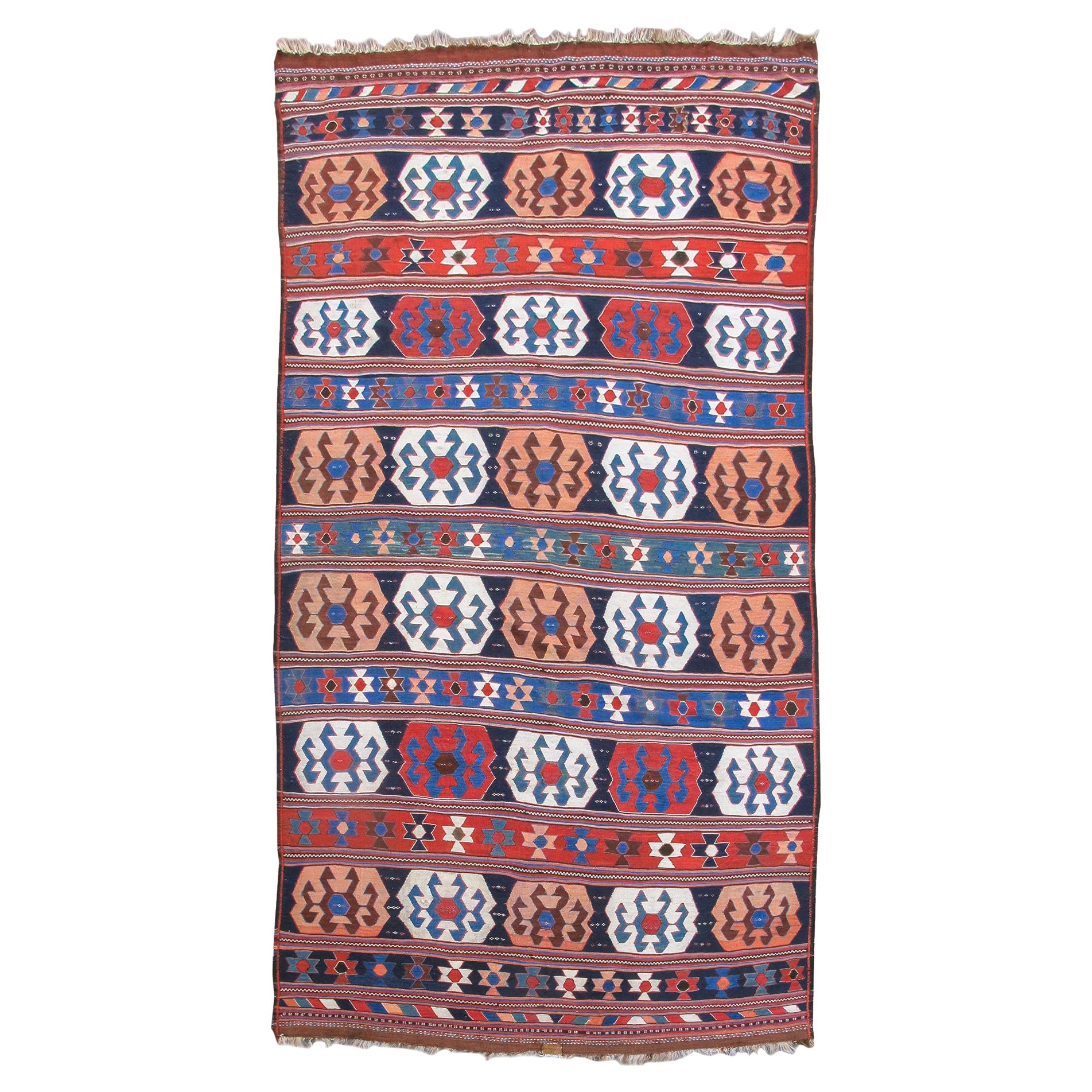 Antique Persian Veramin Kilim Rug, Late 19th Century