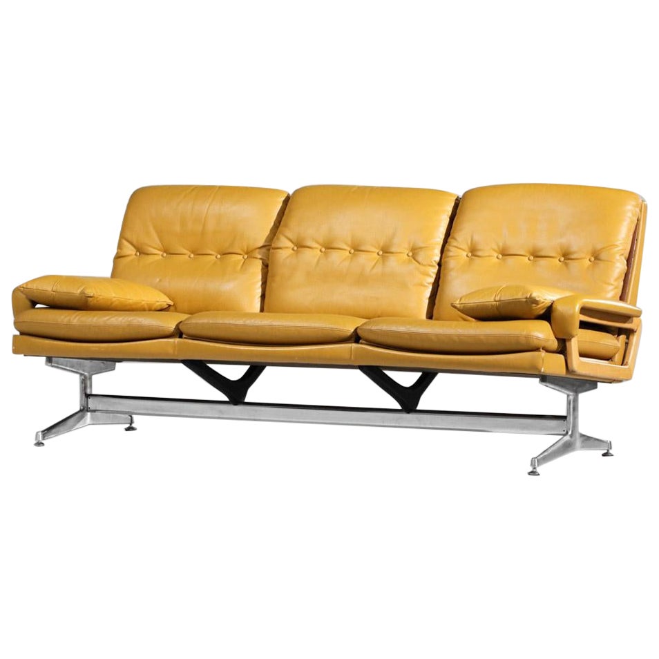 Yellow leather sofa germany For Sale