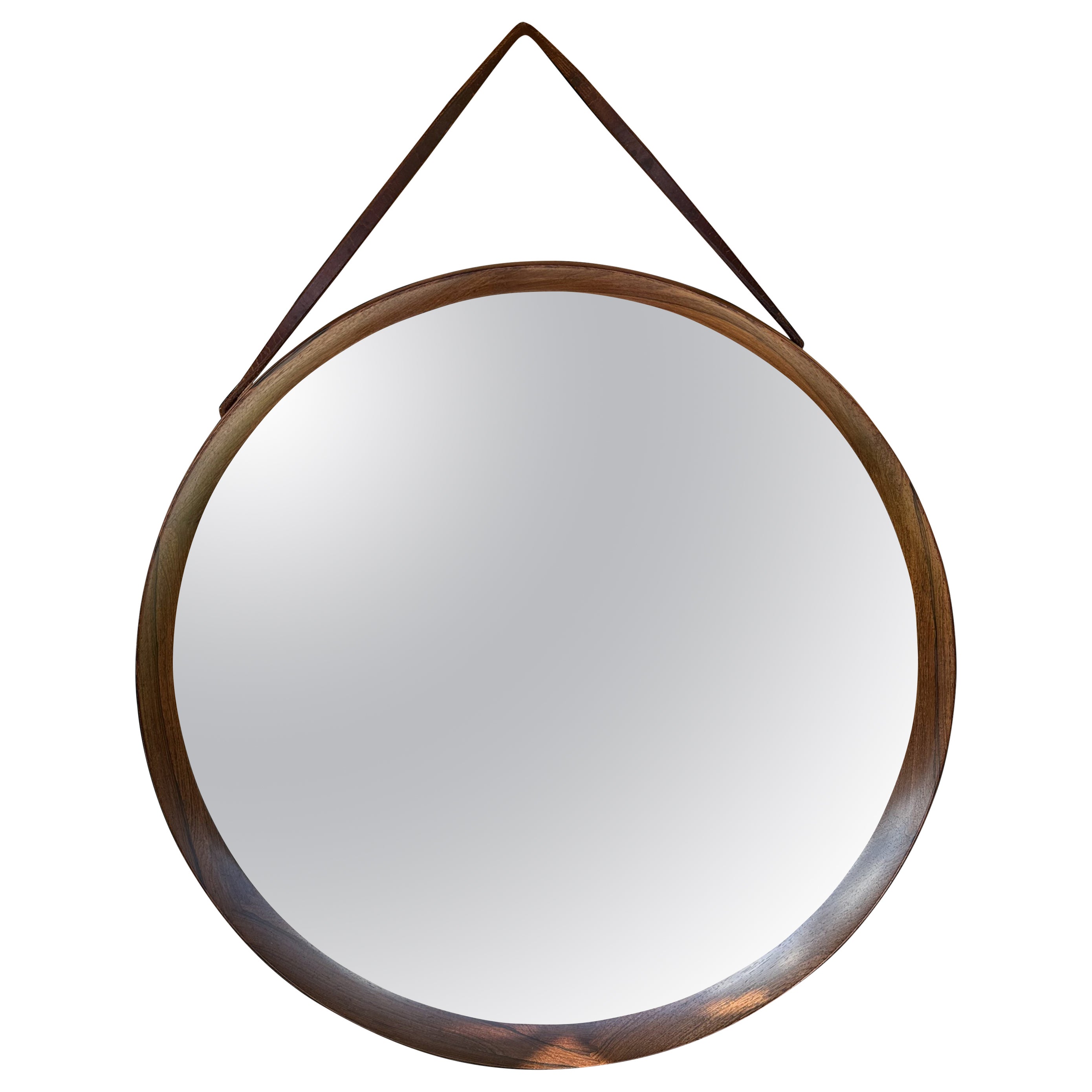 Solid Santos Rosewood Circular Mirror by Uno & Osten Kristiansson for Luxus For Sale