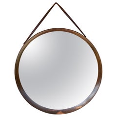 Vintage Solid Santos Rosewood Circular Mirror by Uno & Osten Kristiansson for Luxus