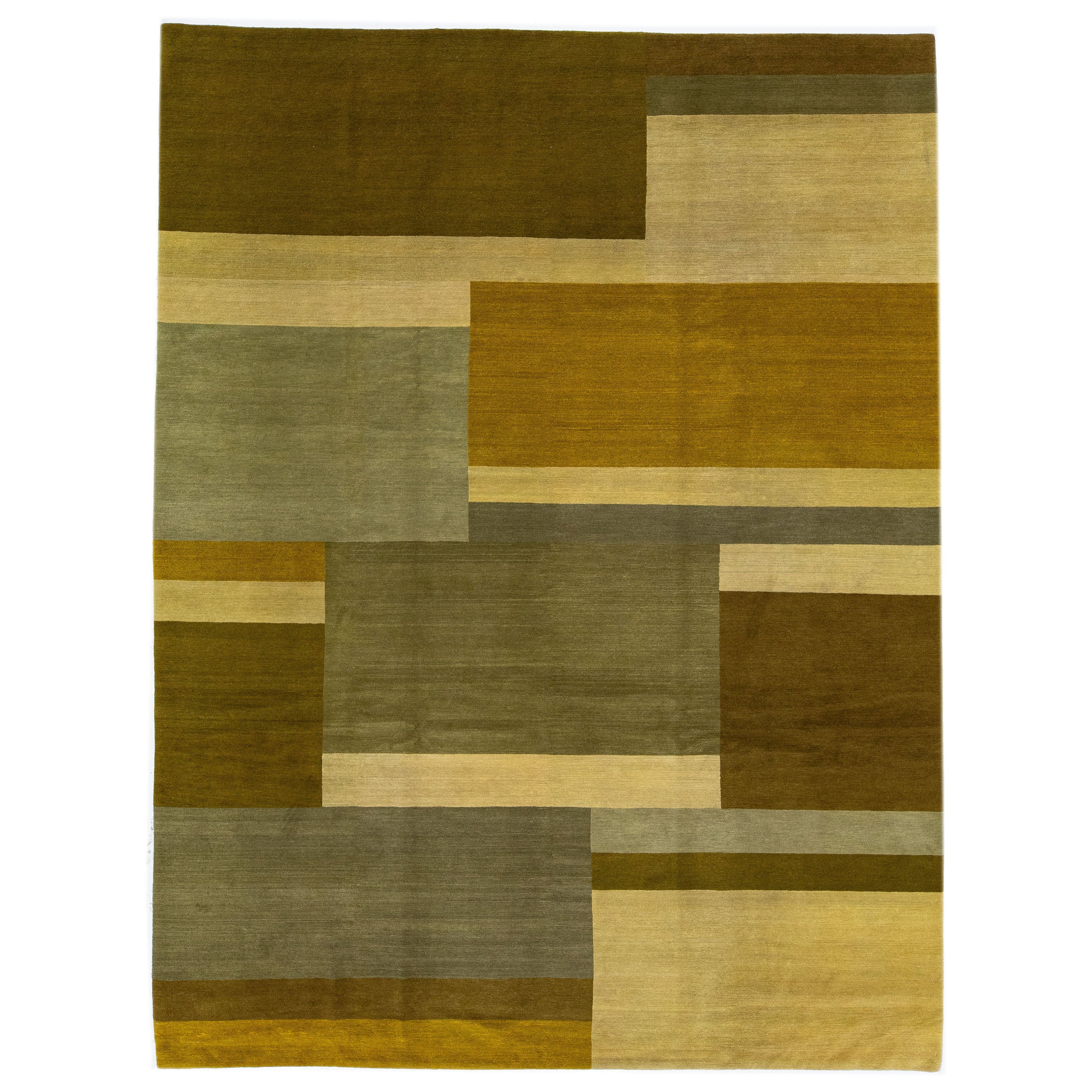 Modern Geometric Abstract Nepalese Wool & Silk Rug