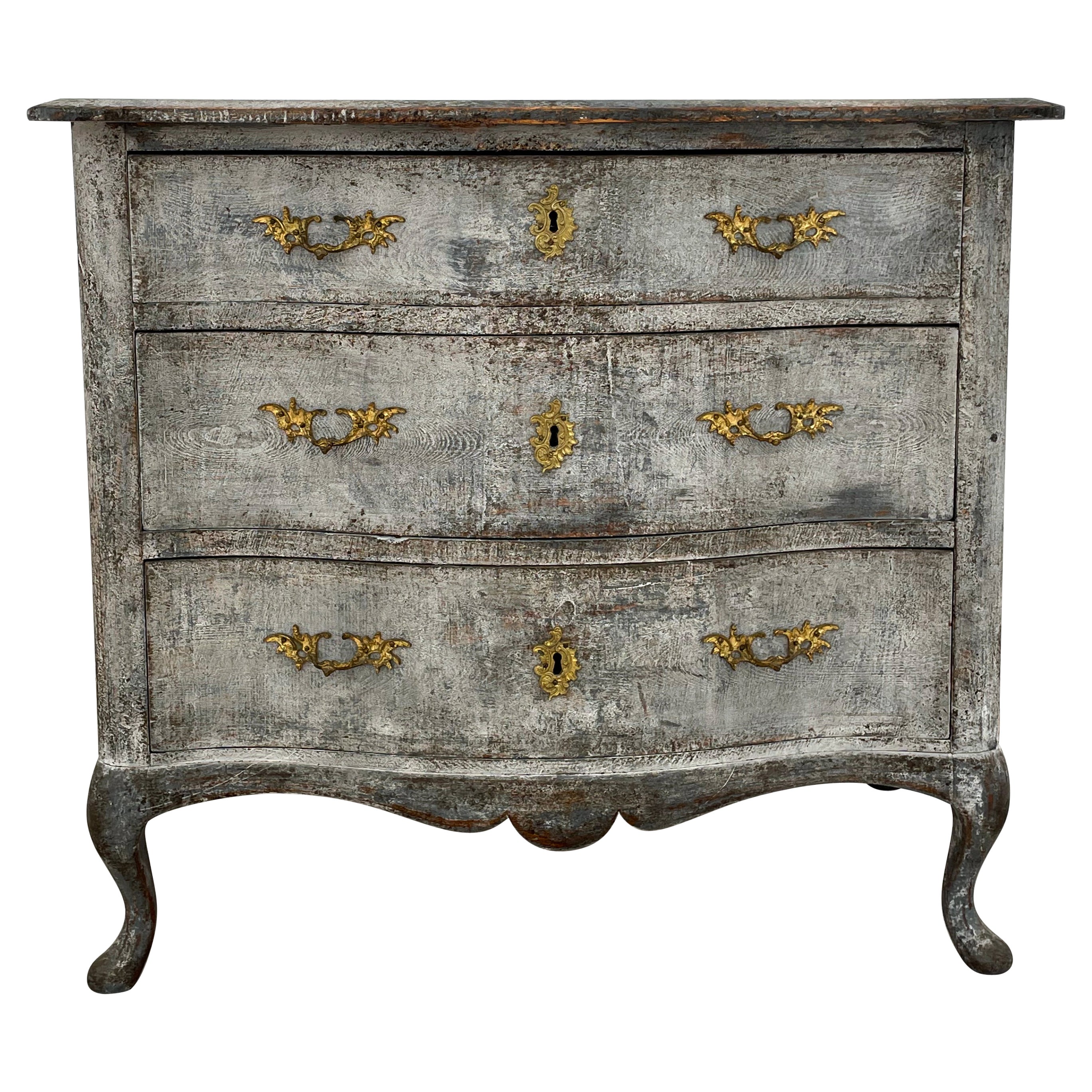 18th Century Swedish Painted Rococo Commode For Sale