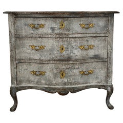 Antique 18th Century Swedish Painted Rococo Commode