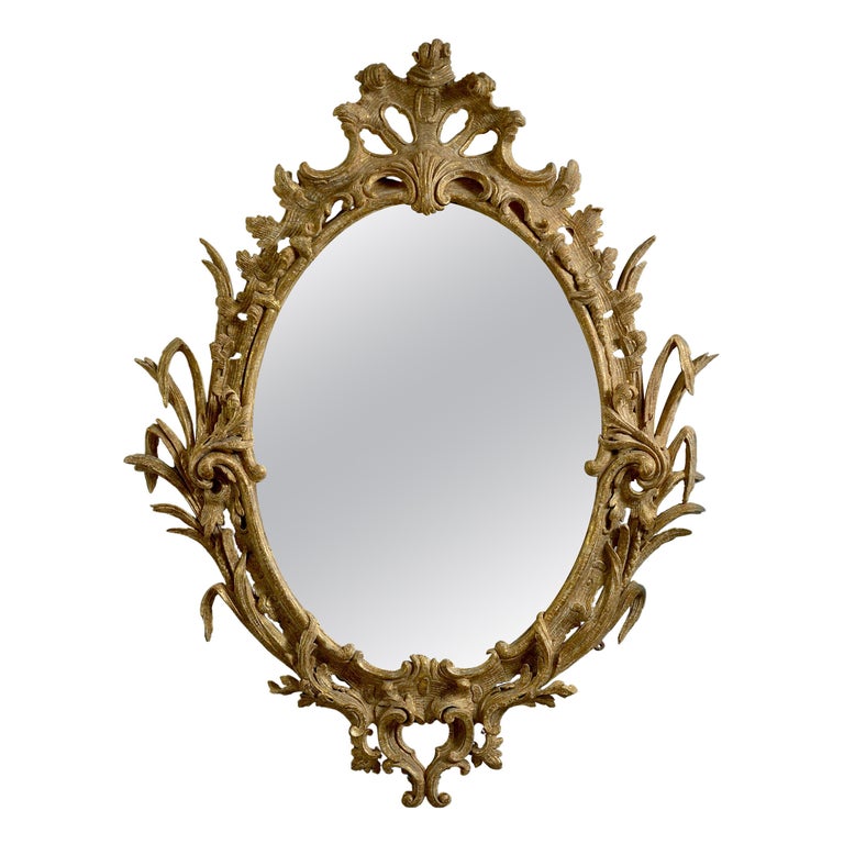 III Carved GiltWood Oval Mirror For Sale at 1stDibs