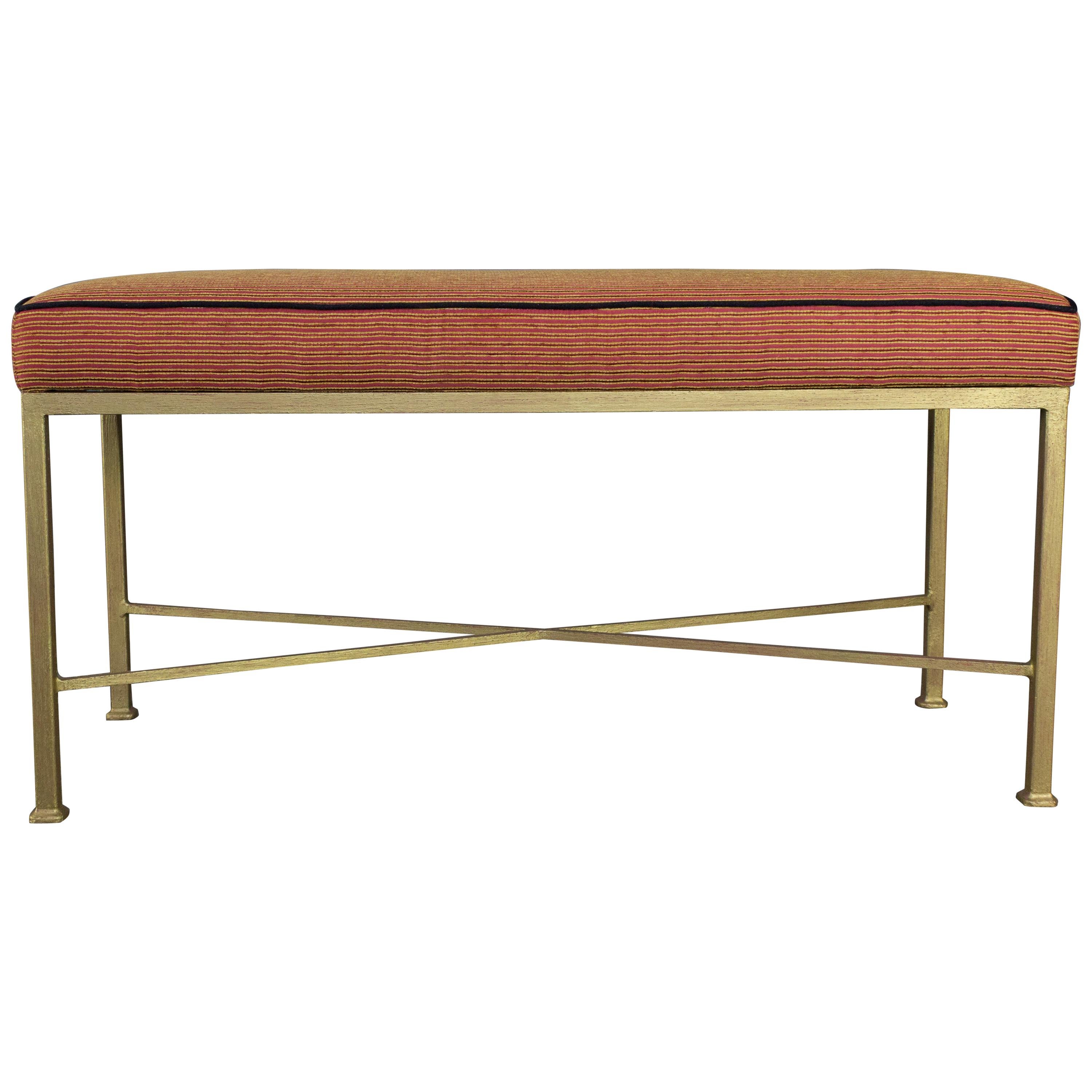 Custom Iron and Vintage Rug Upholstered Bench at 1stDibs
