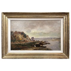 Used 19th Century Framed Landscape Oil Painting on Board Signed E. Galien-Laloue