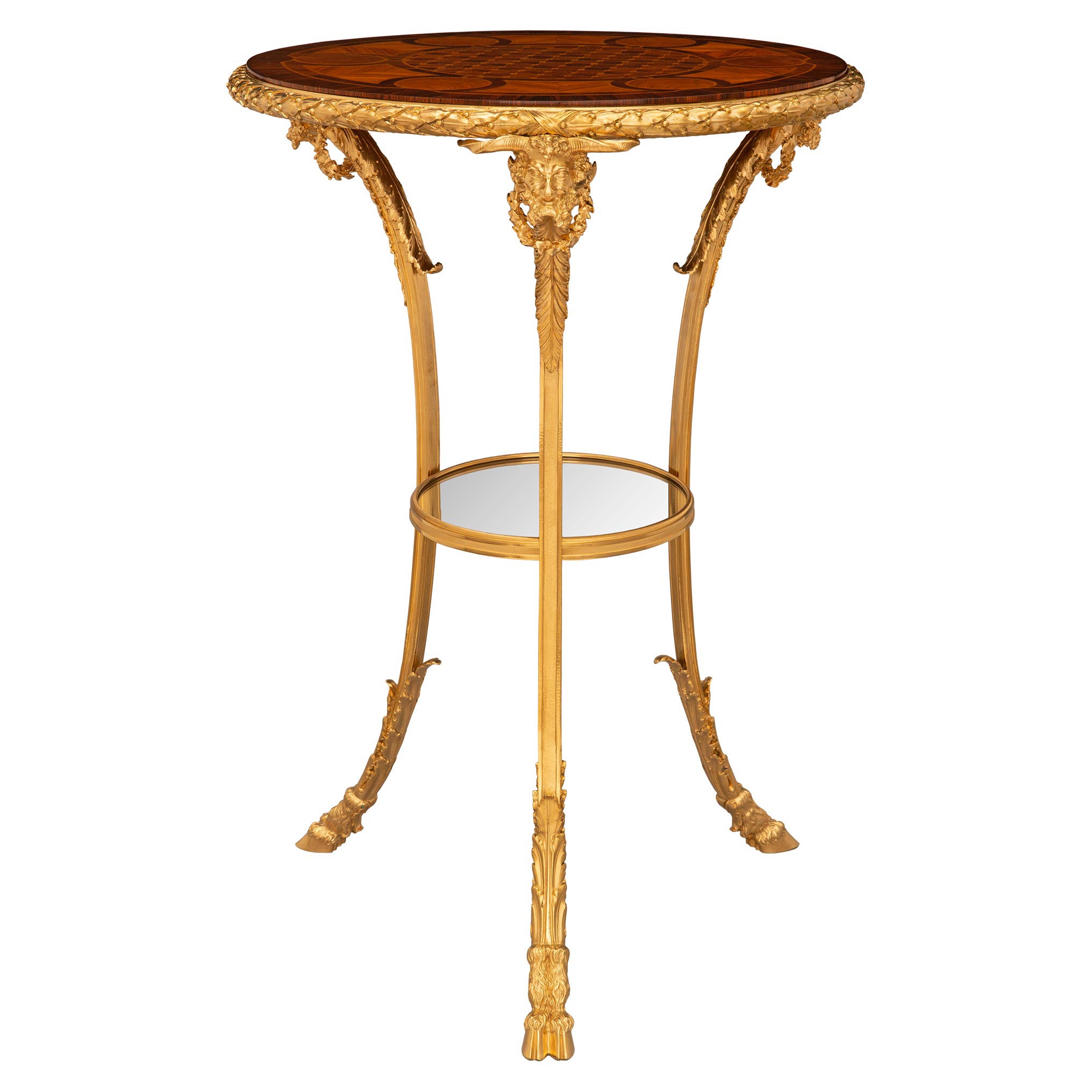 Table d'appoint en bois de roi, tulipier et bronze doré d'époque Belle Époque, 19e siècle, France