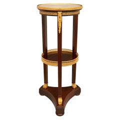 French 19th Century Louis XVI St. Mahogany, Marble, and Ormolu Side Table