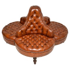 Antique Leather Deep Buttoned Conversation Sofa