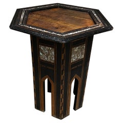 1960s Moroccan Side Table Marquetry Abalone Inlay