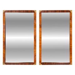 Pair of Midcentury Rosewood Campaign Style Mirrors by John Stuart