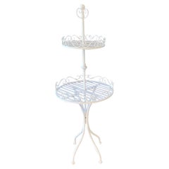 English Late Victorian Two Tier Iron and Wire Garden Plant Stand