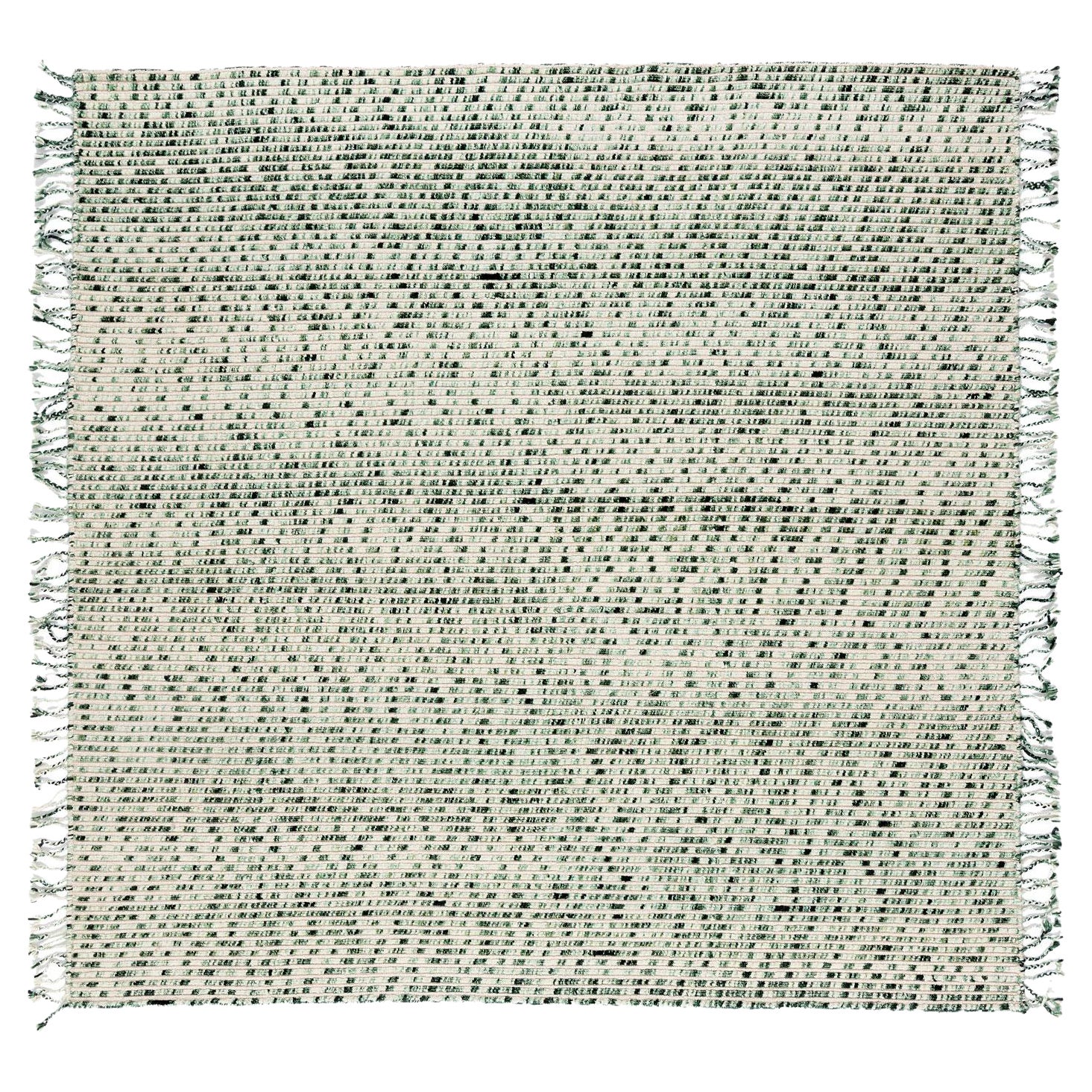 Grüner handgefertigter Teppich aus Himalaya-Wolle mit strukturierten, modernen Linien von Philippe Malouin