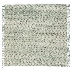 Tapis moderne aux lignes vertes texturé fait à la main en laine de l'Himalaya par Philippe Malouin