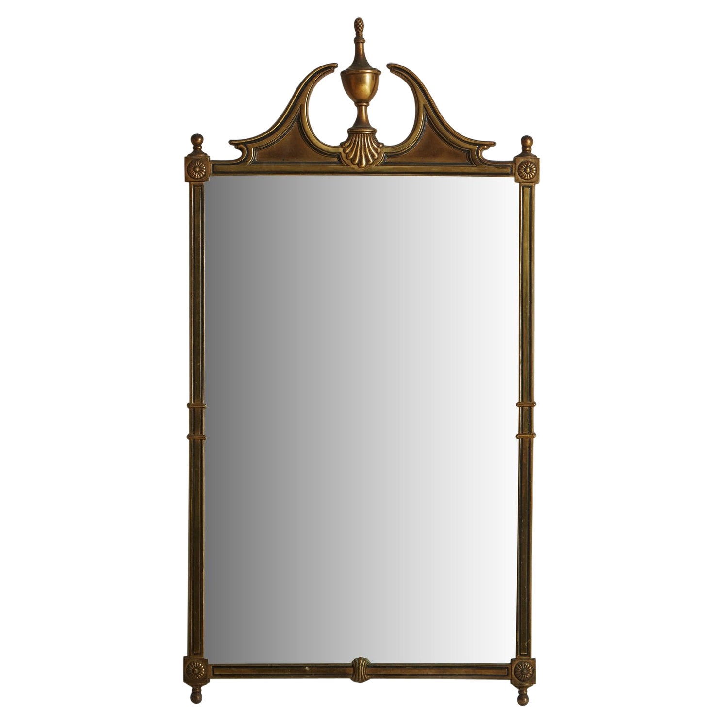 Rectangular Brass Frame Empire Mirror, France, 20th Century