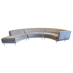 Used American Leather Rick Lee Designed Mid Century Style 3pc Suede Sectional Sofa