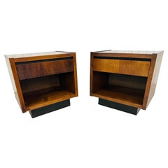 Mid-Century Modern Lane Walnut Cube Nightstands