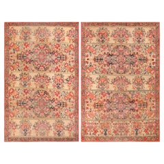 Nazmiyal Collection Pair of Antique Persian Kerman Rugs. 4 ft 3 in x 6 ft 6 in 