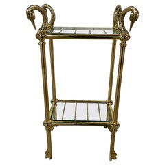 Antique Two-Tiered Brass Swan Head Stand by Maison Charles