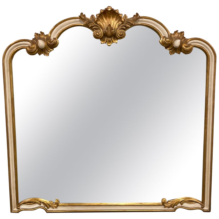 Hand Carved and Gilded Mantel Mirror by Harrison and Gil For Sale at