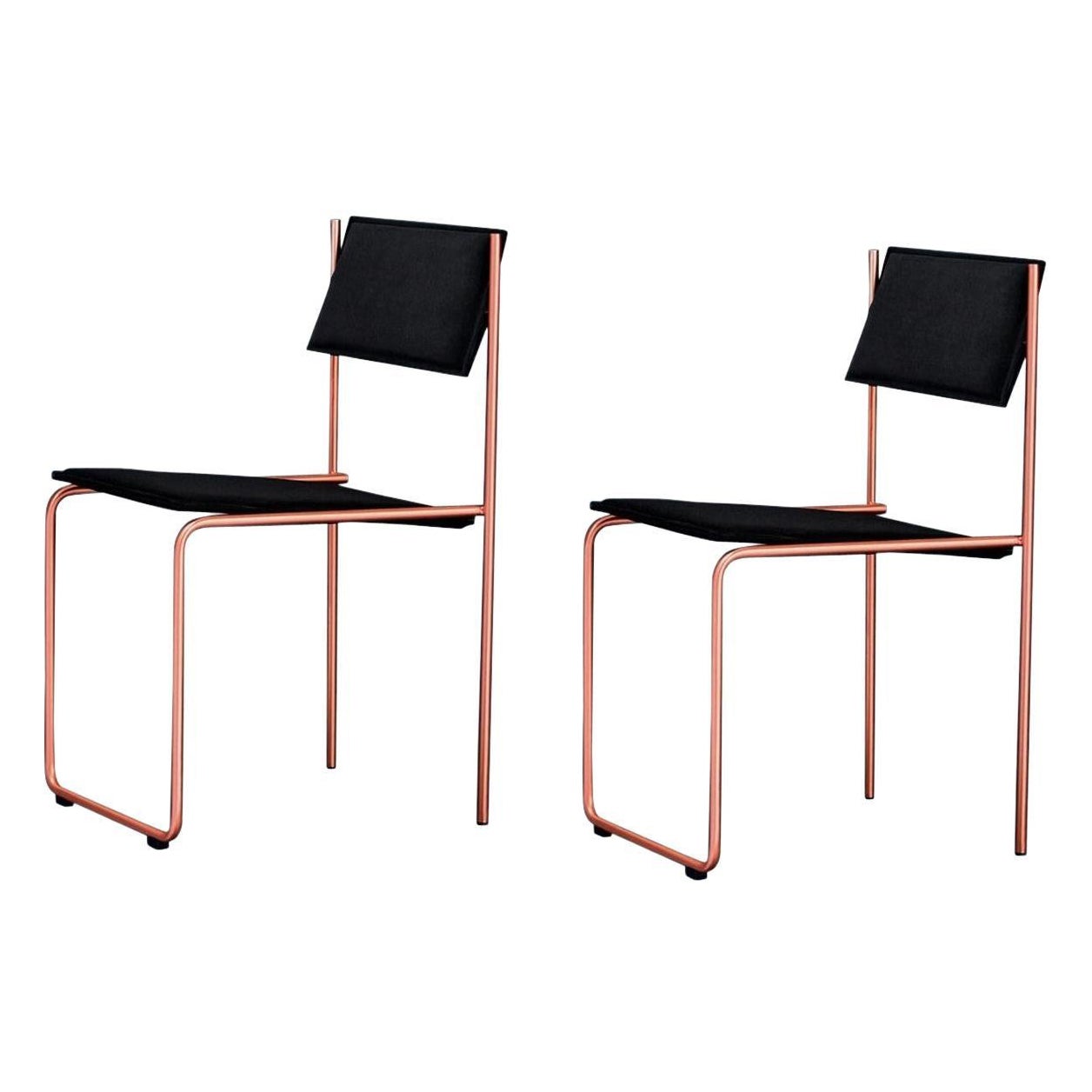 Pair of Trampolín Chair, Black & Copper by Pepe Albargues For Sale