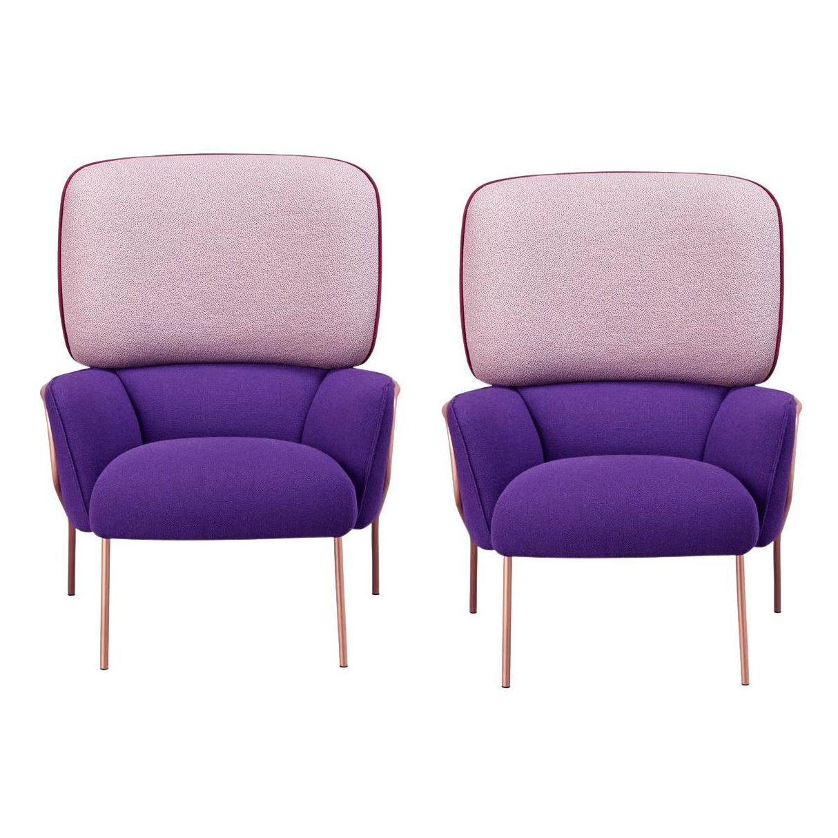 Pair of Cotton Armchairs, Purple by Pepe Albargues For Sale