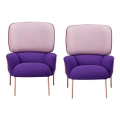 Paire de fauteuils en coton violet de Pepe Albargues