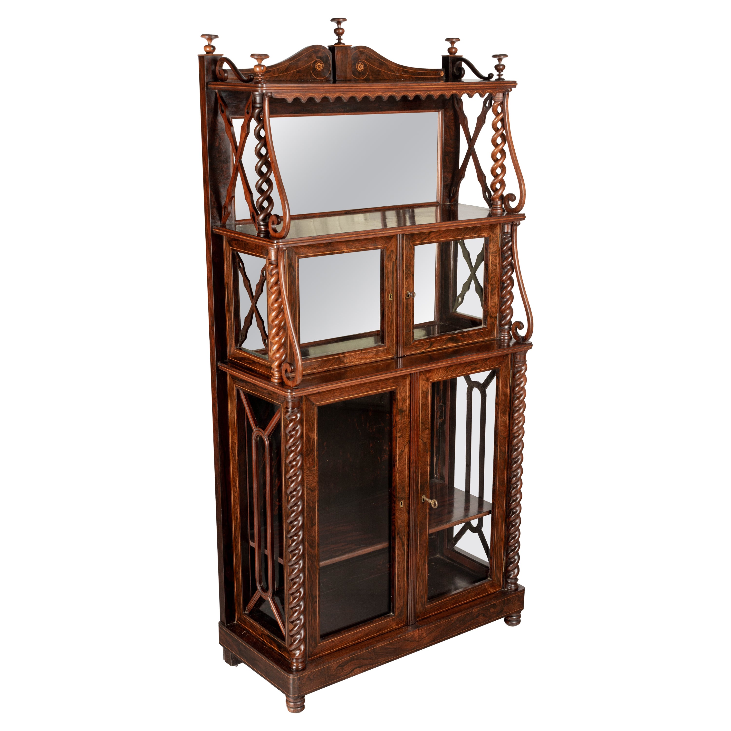 19th Century French Rosewood Etagere or Cabinet with Shelves For Sale