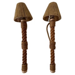 Pair of Audoux Minet Rope Sconces