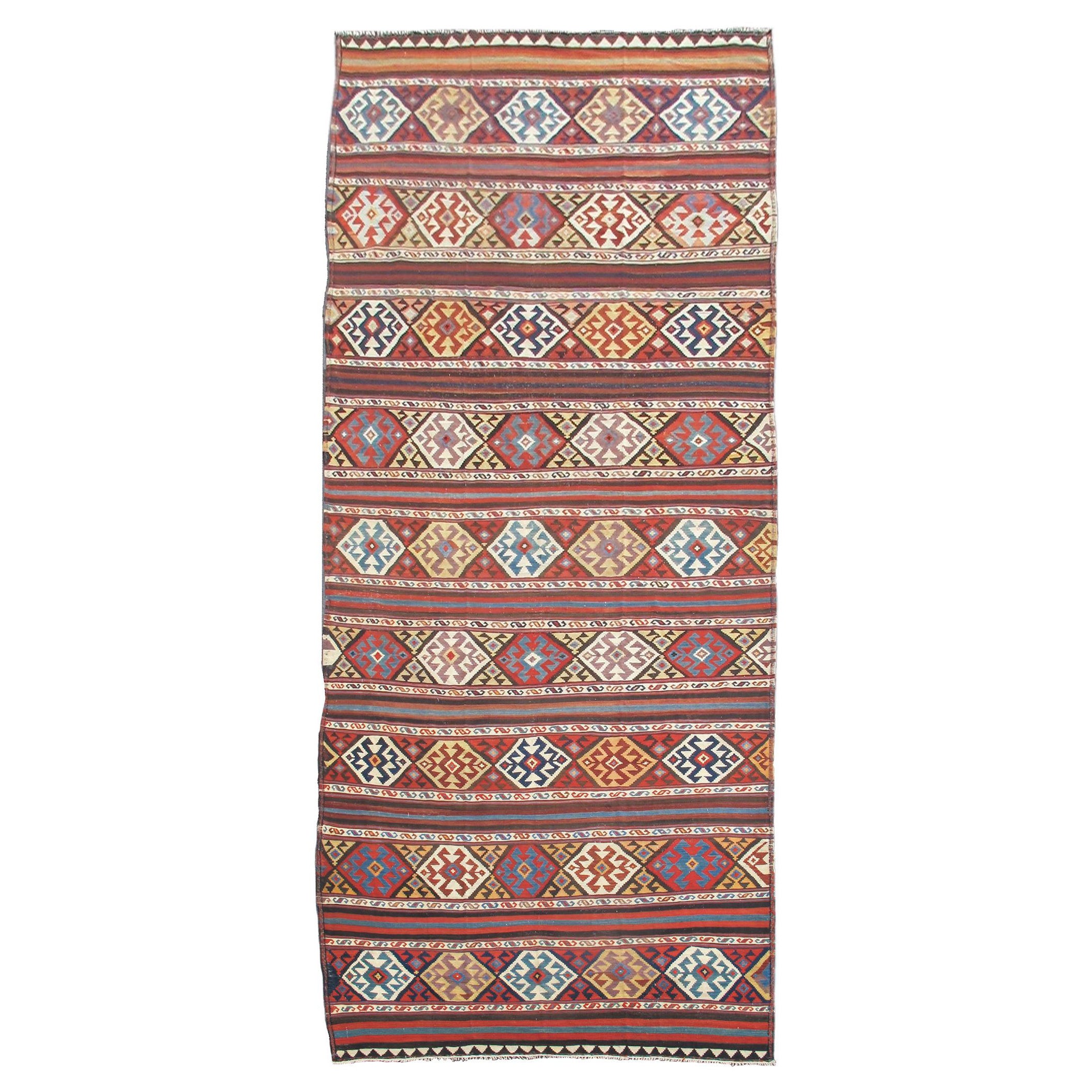 Antiker kaukasischer Shahsevan-Kelim-Teppich, um 1900