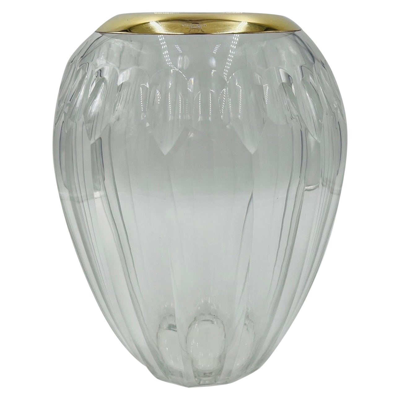 Vase de centre de table en argent sterling vermeil et cristal taillé Tiffany & Company en vente