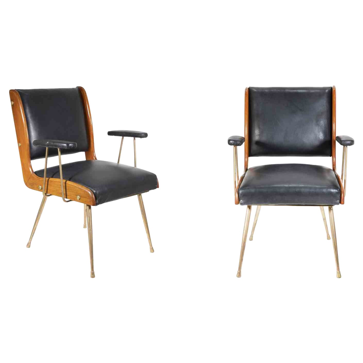 Pair of Armchairs by Carlo Ratti, 1960s For Sale