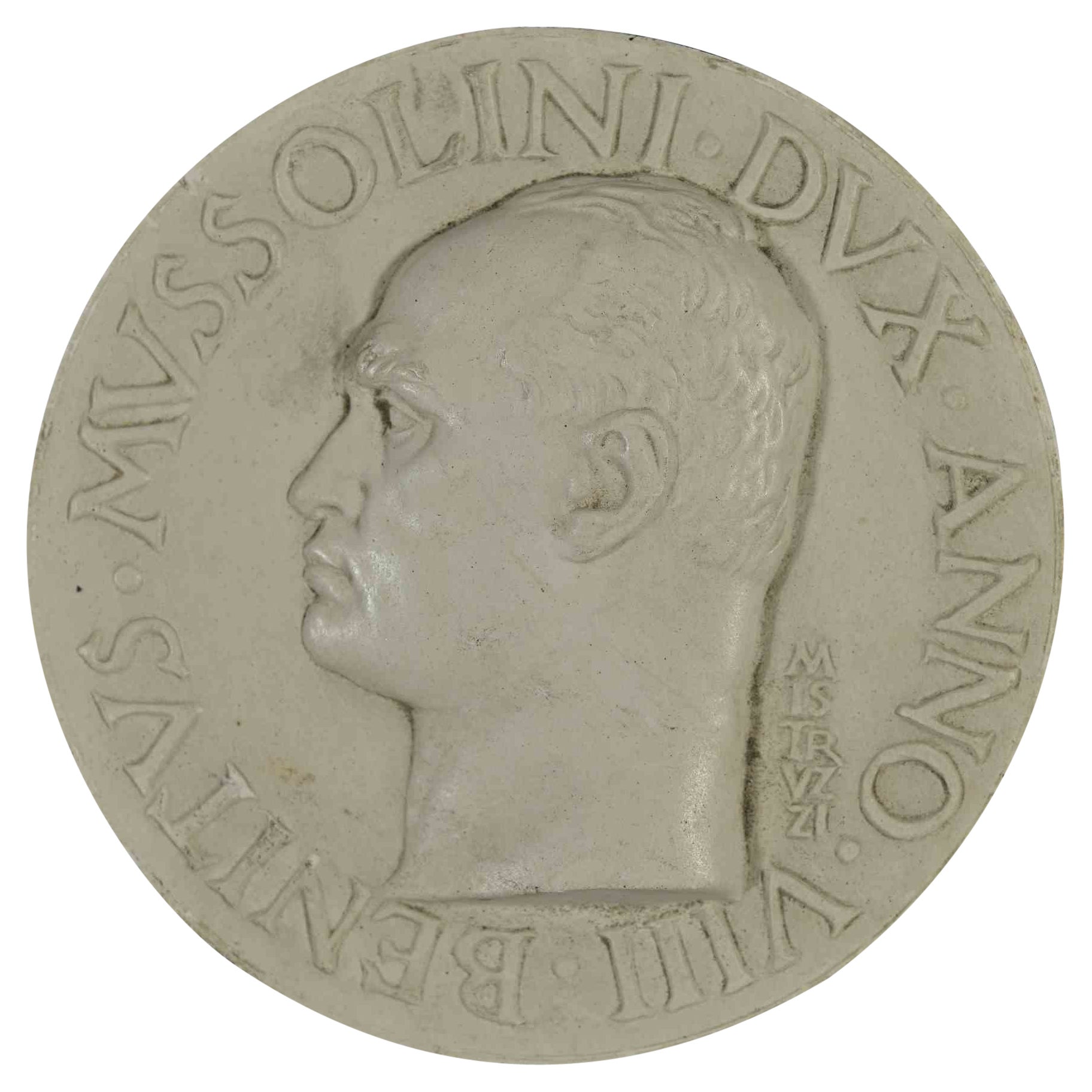 Plastel Medal of Mussolini by Aurelio Mistruzzi, 1930s