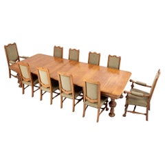 Antique Victorian Oak Dining Set, Table and Chairs Suite, 1880