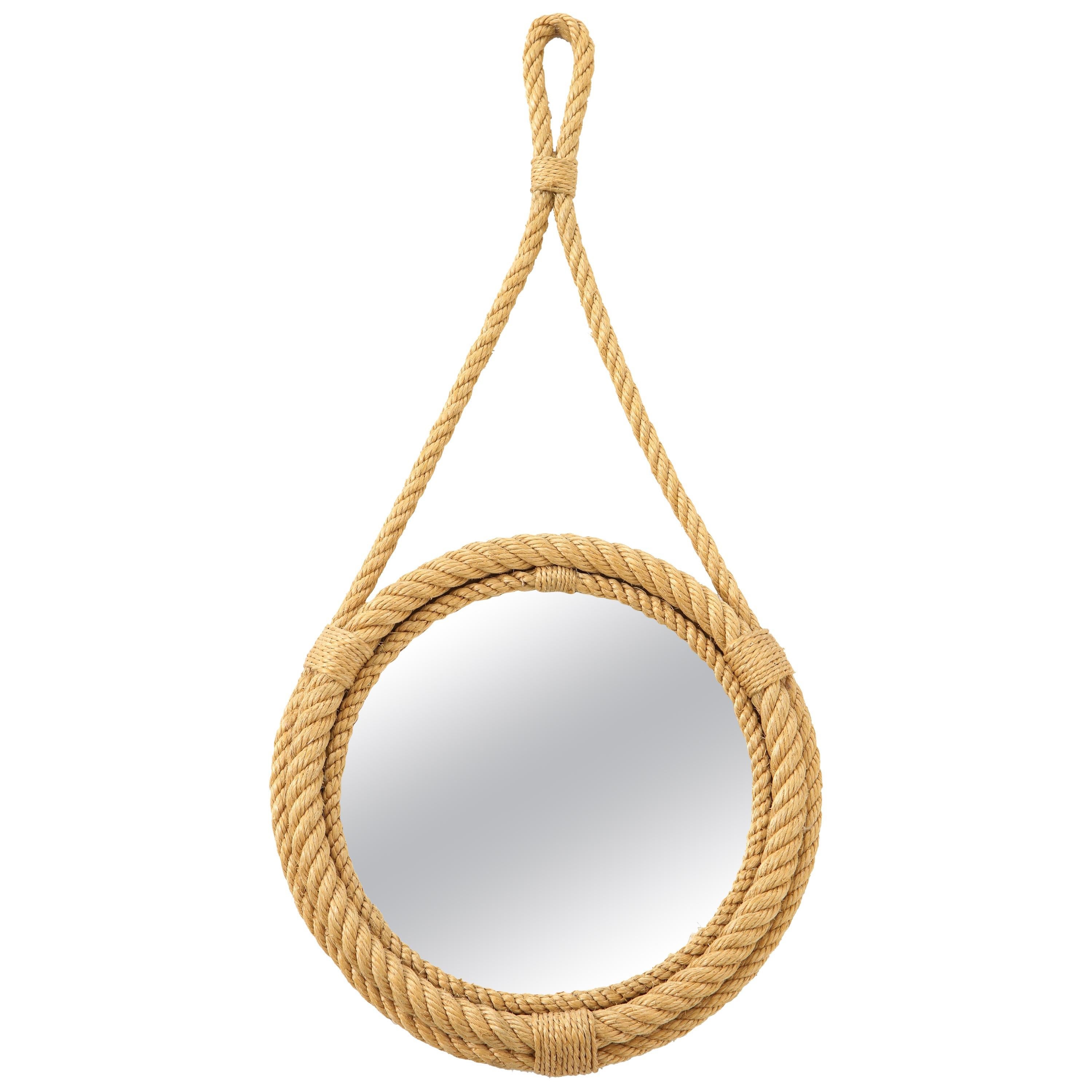 Petite Rope Wall Mirror by Audoux Minnet, France, 1960s For Sale