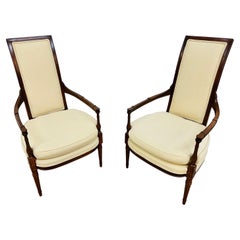 Vintage Directoire Style Walnut Arm Chairs