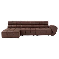 Modern Sofa 'Palmo' by Amura Lab, Leather Old Velvet, 2064