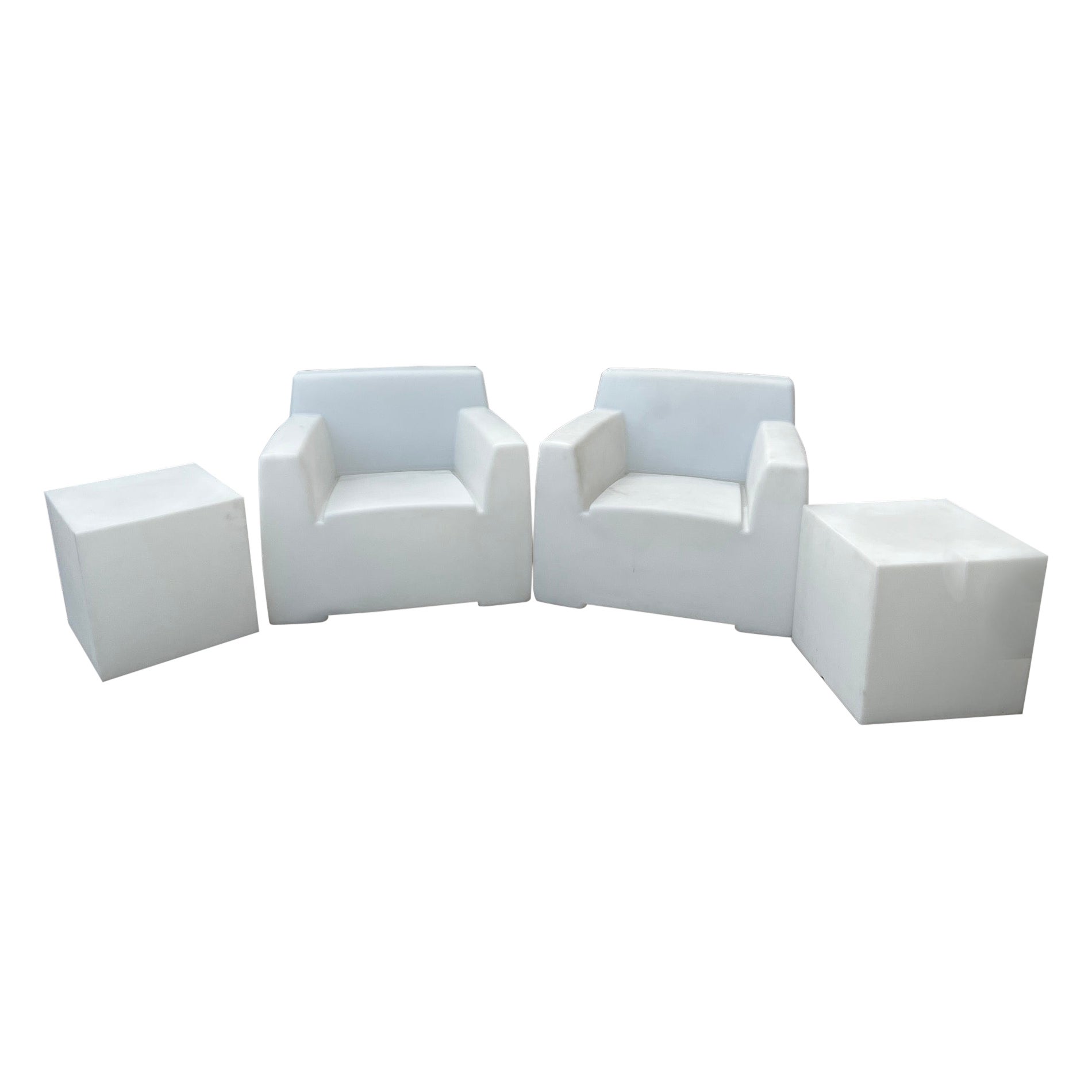 Inout Garden Set in White Opal Polyethylene and White by Paola Navone for Gervas