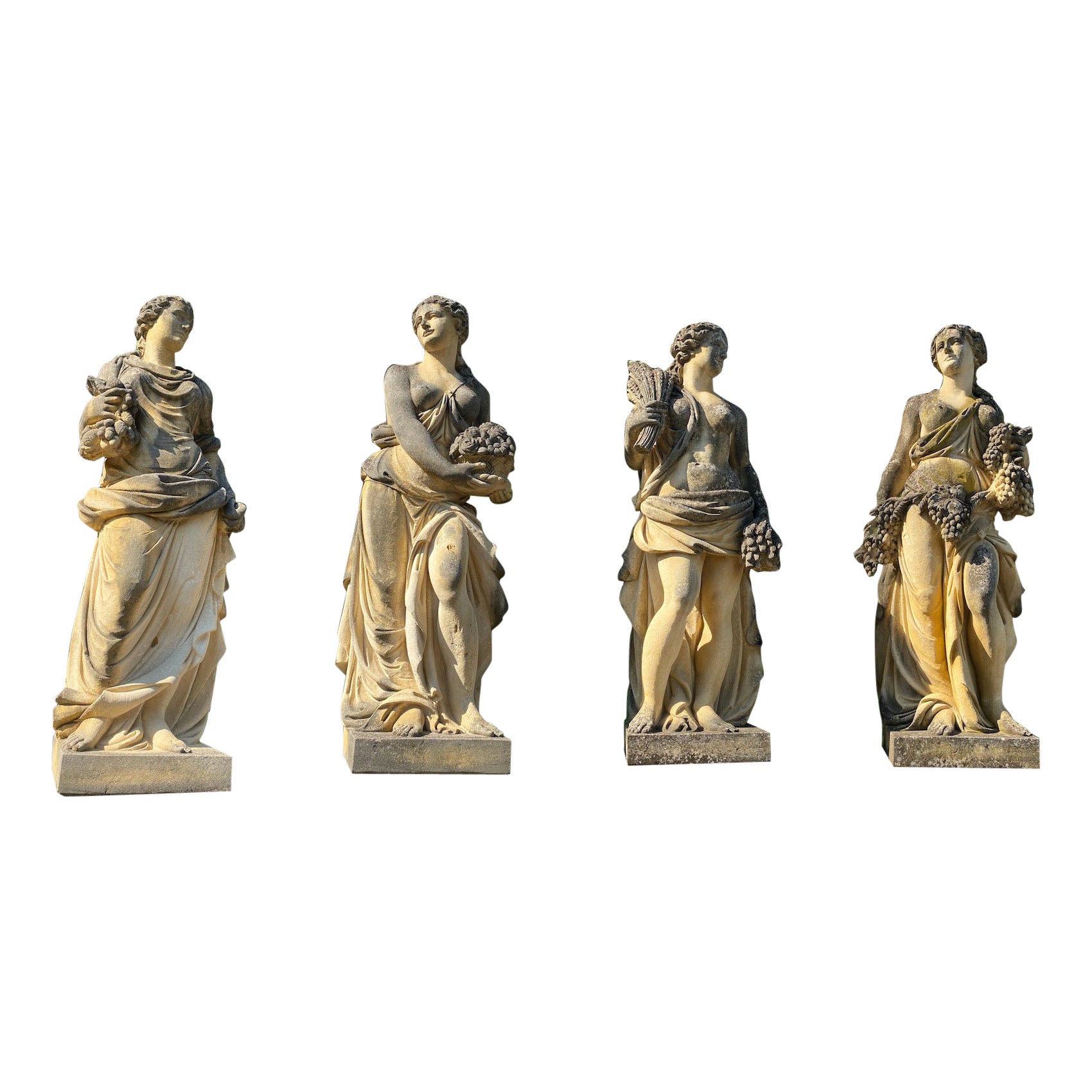 Ensemble d'extraordinaires statues italiennes en pierre représentant les quatre saisons en vente