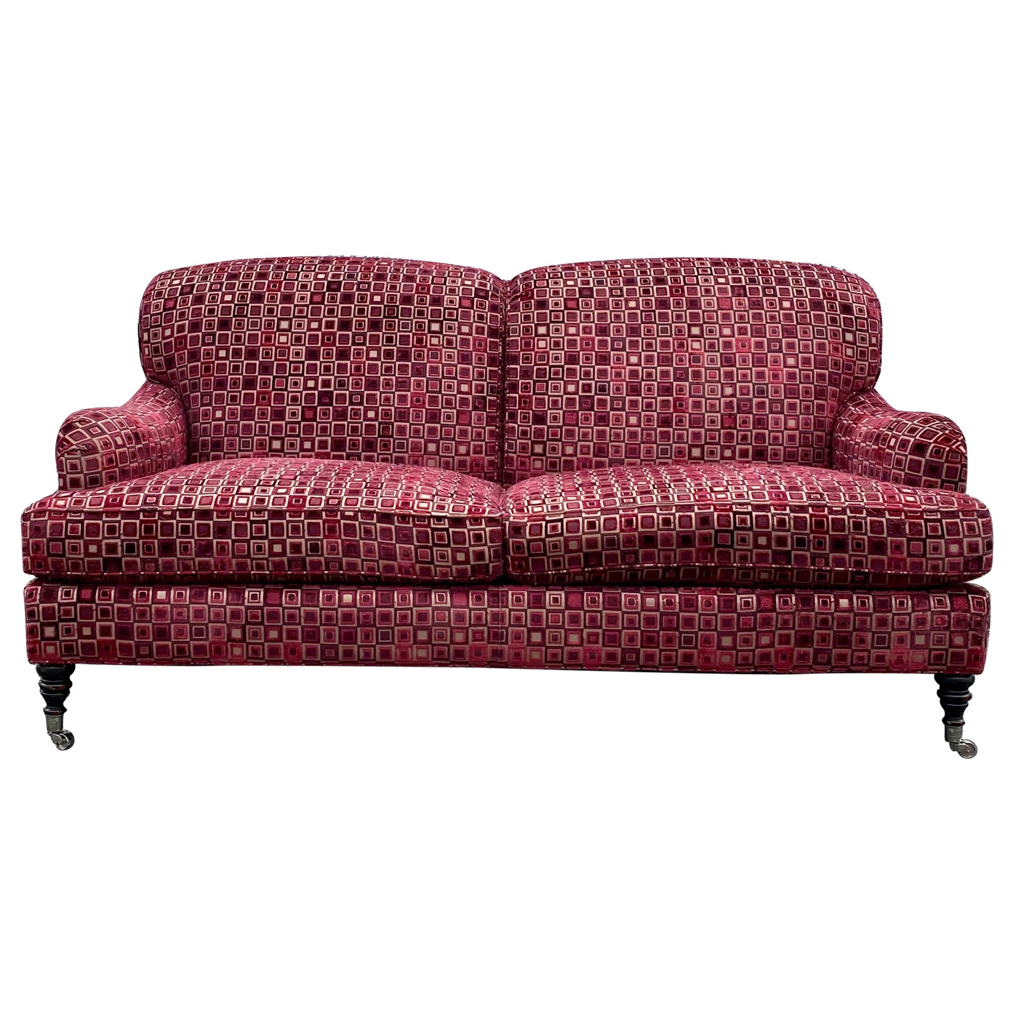 Sofa aus Samt im Jack Larsen-Stil auf Rollen, George Smith zugeschrieben, 1970er Jahre im Angebot