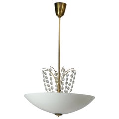 Lisa Johansson-Pape Chandelier in Brass and Glass for Orno, 1950s