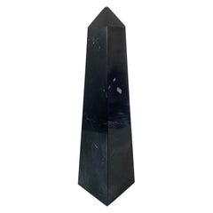 Neoclassical Solid Marble Black and Gray Obelisk