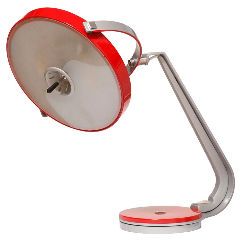 Red and Gray 'Cobra' Desk Lamp in Steel and Aluminum with Swivel Base by Lupela/ For Sale