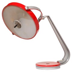 Red and Gray 'Cobra' Desk Lamp in Steel and Aluminum with Swivel Base by Lupela/